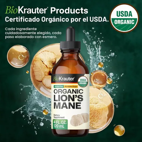 Vista 3 de USDA - Extracto de hongo de melena de león orgánico para el cerebro