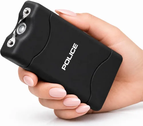 Vista 3 de POLICE Stun Gun para Autodefensa 800 Mini Linterna LED Recargable Negro