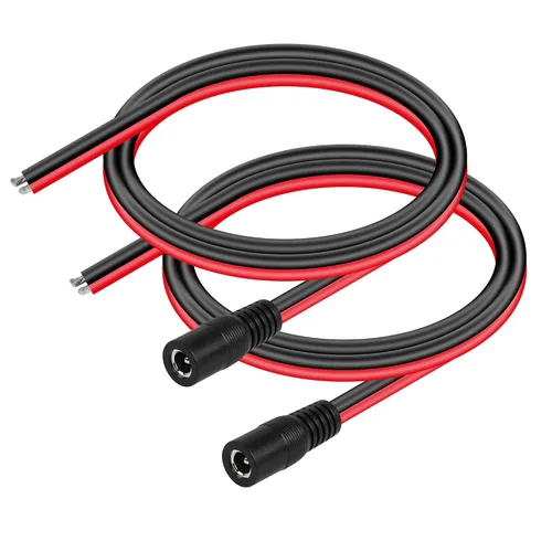 Vista 7 de CERRXIAN DC5521 Cable de alimentación de 1.0 ft, 1 pie, 14 AWG 0.217 in x 0.083 in CC hembra de cable desnudo, cable de alimentación de extremo 1.0