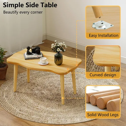 Vista 5 de Funecy Mesa de Café con Galletas Mesa Baja con 4 Patas Sólidas de Madera, Mesa de Piso para Sentarse en el Piso, Almacenamiento y Muebles para Sala