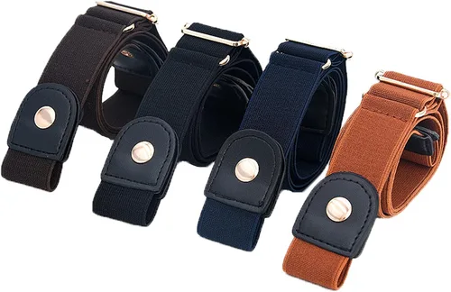 Vista 3 de Paquete de 34 cinturón invisible para mujer, sin hebilla, ajustable, elástico, elástico, para jeans, pantalones, vestidos