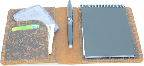 Vista 8 de JJNUSA Funda compatible con Rocketbook Mini Cover Smart Business hecha a mano de cuero genuino envejecido, funda para cuaderno portátil para Marrón