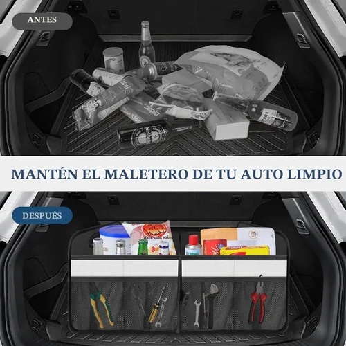 Vista 4 de Femuar Organizador de maletero de automóvil, organizador de almacenamiento de automóvil con gran capacidad, impermeable, plegable, organizador