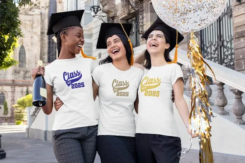 Vista 4 de Adhesivo de graduación para planchar en la clase de 2025, calcomanía para camiseta de secundaria universitaria, parche de graduación HTV