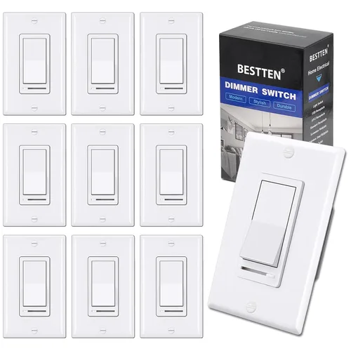 Vista 11 de BESTTEN Paquete de 2 interruptores de luz de pared con atenuador de almendra, compatible con LED regulable, CFL, bombilla incandescente y halógena