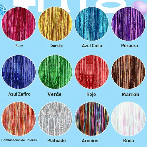 Vista 2 de FEBSNOW Tinsel Hair Extension, 47 Inch Glitter Rainbow Strands with Tool Multi 12 colores-1