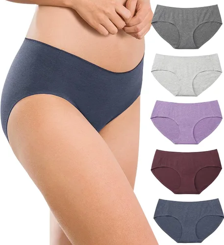 Vista 11 de Altheanray Ropa interior de algodón para mujer, sin costuras, suave, hipster, bikini de tiro medio Blackwhiteskin