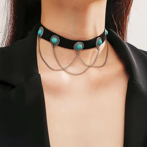 Vista 2 de Ninejuize Gargantilla de terciopelo negro, collar gótico, para Halloween, Navidad, Año Nuevo, regalo para mujer