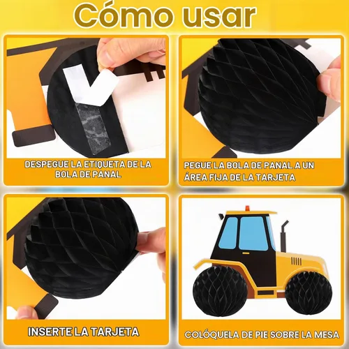 Vista 6 de Shappy - 6 piezas de suministros de fiesta de cumpleaños de construcción