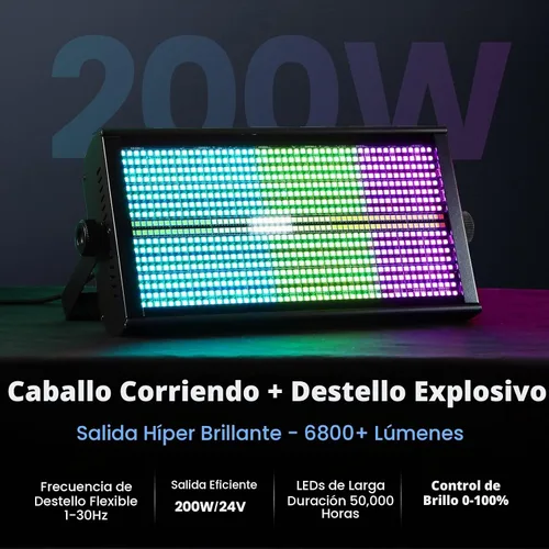 Vista 4 de Betopper LF4808 - Luz de efecto estroboscópico de matriz de 260 W, LED RGBW, 1 paquete