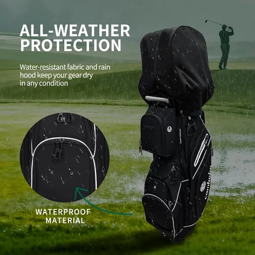 Vista 7 de Silent - Bolsa de golf para carrito de golf, bolsa de golf moldeada con separadores de longitud completa de 14 vías, bolsa de bolsillo refrigerante
