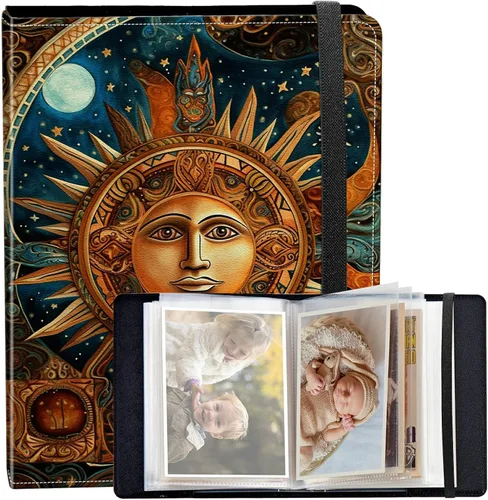 Vista 59 de Álbum de fotos de 3.5 x 5 pulgadas, cubierta de piel sintética de pequeña capacidad, mini álbum de fotos de águila americana de 3.5 x 5 con banda