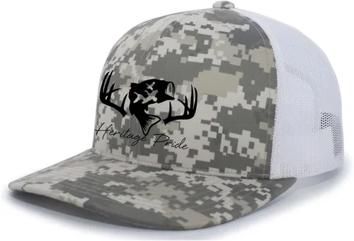 Vista 27 de Heritage Pride Sombrero de camionero de malla bordada para hombre de caza de pato de pesca de ciervos