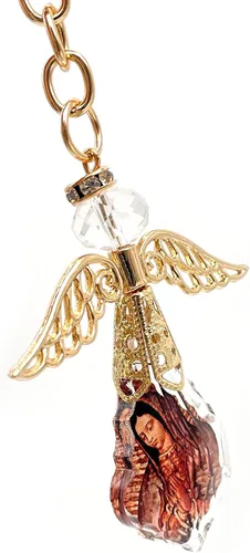 Vista 5 de 12 piezas de bautismo, ángel de la guarda bebé, cristal de guadalupe con ángel dorado, llavero de recuerdo de bautizo, primera comunión, boda