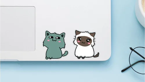 Vista 3 de Gatos surtidos lindos y adorables perfectos para despegar y pegar sonriente lindo adhesivo adhesivo adhesivo portátil escritorio