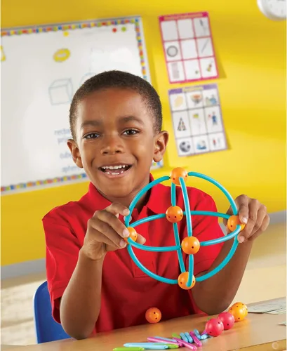 Vista 3 de Learning Resources Juego de construcción de formas geométricas, 170 piezas, a partir de 5 años, juegos de aprendizaje de matemáticas para niños