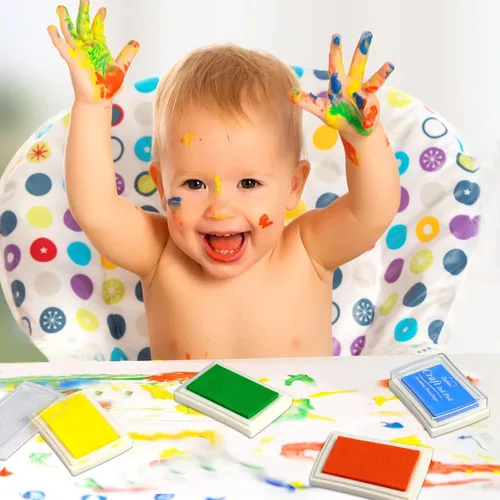 Vista 6 de Almohadilla de tinta artesanal para sellos de goma, papel, madera, tela, álbumes de recortes, almohadillas de tinta de dedos no tóxicas para niños