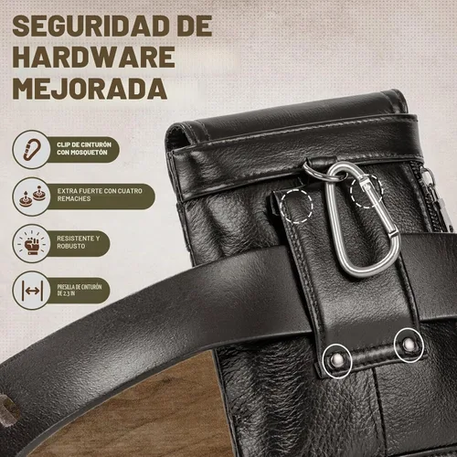 Vista 5 de Funda de Cinturón de Cuero Genuino Compatible con iPhone 16 Plus 14 Plus 13 Pro Max 12 Pro Max Samsung Galaxy A54 S25 Ultra S24+ S23+ S22+ S20 FE