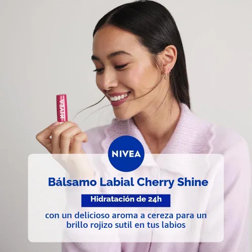 Vista 4 de Nivea Cuidado de labios Cereza con brillo afrutado, 4.8gm