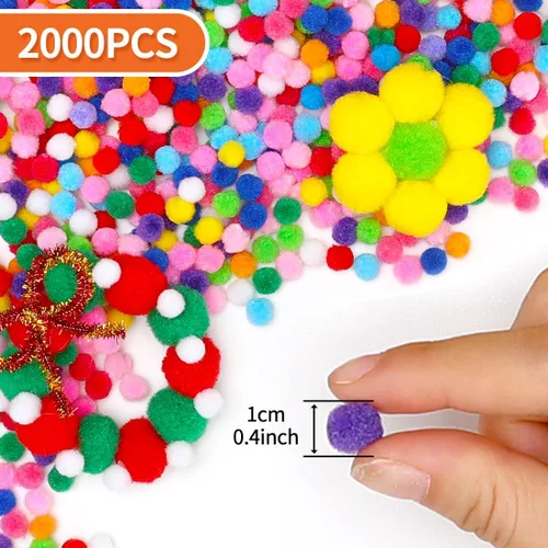 Vista 3 de Eppingwin - 2000 pompones negros, pompones suaves de 1 cm para manualidades, 0.4 pulgadas para proyectos de bricolaje de arte y manualidades (negro)