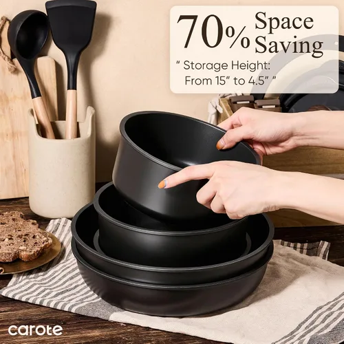 Vista 4 de CAROTE 23pcs Pots and Pans Set Non Stick, Cookware Set Detachable Handle