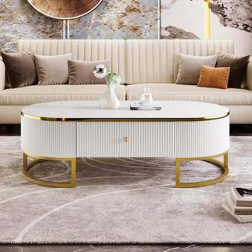 Vista 11 de Mesa de café moderna con vidrio templado, mesa de cóctel de madera con superficie UV de alto brillo, mesa central modernista de 2 niveles y Negro