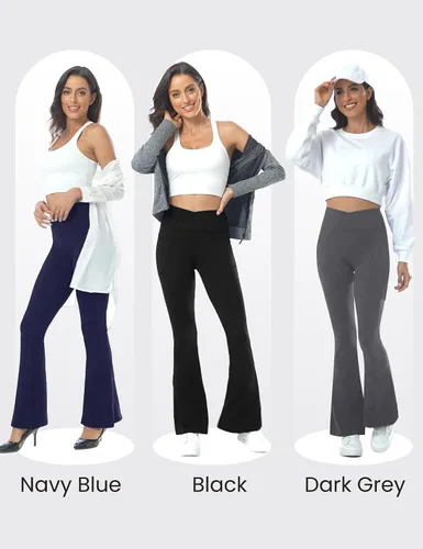 Vista 4 de ZOOSIXX Pantalones de yoga acampanados para mujer, leggings cruzados suaves con corte de bota