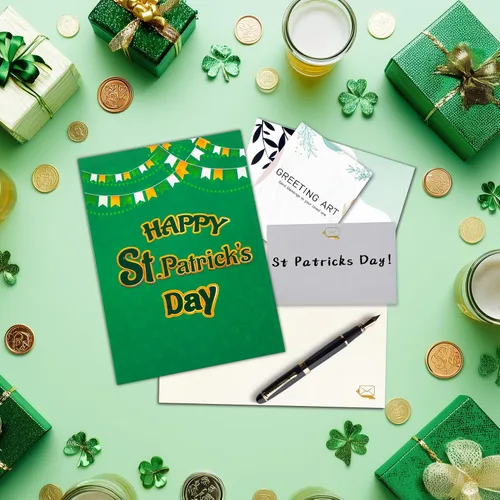 Vista 5 de GREETING ART Paquete de 2 tarjetas del día de San Patricio para inspiración, tarjetas de agradecimiento a los empleados, tarjeta de feliz día de San