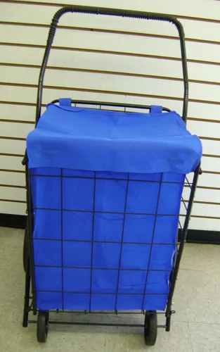 Vista 4 de RoyalCraft Shopping Cart Liner Insert (azul) resistente al agua con cubierta.