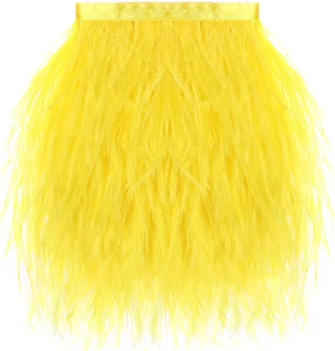 Vista 32 de SOGUGOM Adorno de Plumas de Avestruz Negro - 1.5 Capas 2 Yardas Plumas de 4 Pulgadas Adorno de Cintas con Flecos para Costura, Vestidos, Proyectos