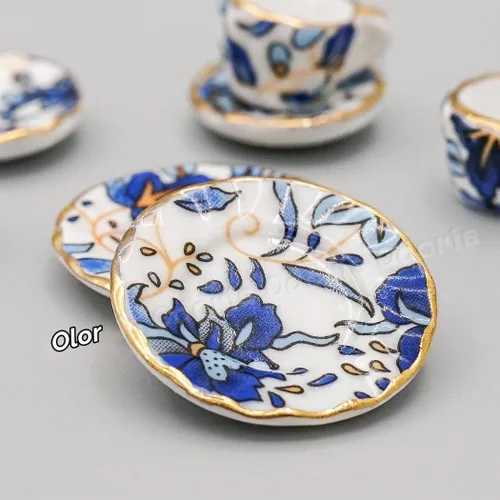 Vista 3 de Odoria 1:12 Miniatura 15pcs porcelana azul Chintz taza de té Set (azul)