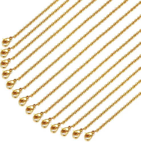 Vista 8 de Paquete de 24 cadenas de collar de acero inoxidable para fabricación de joyas, 16 pulgadas