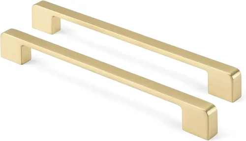 Vista 10 de Rergy - Juego de 10 tiradores dorados para gabinetes, centro de agujero de 6-1/4 pulgadas, manijas cuadradas de zinc para cajones, accesorios de Oro