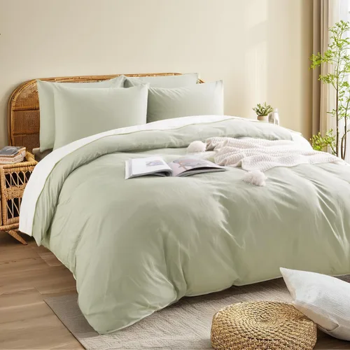 Vista 364 de NEXHOME PRO Funda de edredón Twin XL 100% algodón lavado, transpirable, duradera, texturizada, similar al lino, juego de ropa de cama para el hogar