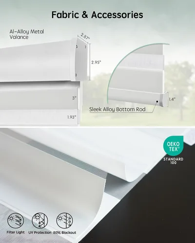Vista 5 de Yoolax Persianas motorizadas con control remoto, persianas eléctricas de cebra para ventanas de interior, oscurecimiento de habitación, persianas