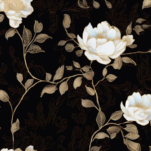 Vista 19 de Papel pintado floral dorado negro para pelar y pegar, papel pintado de hojas boho, papel de contacto botánico para gabinetes, vinilo autoadhesivo