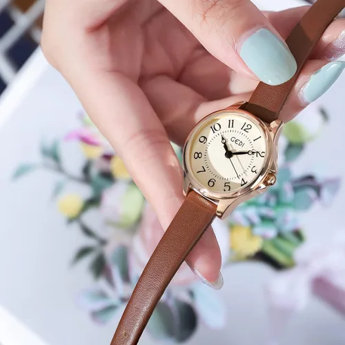 Vista 3 de TOOCAT Reloj de pulsera para mujer, ultrafino, elegante, simple, de cuarzo, con correa de cuero, resistente al agua, analógico, para mujeres
