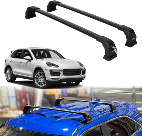Vista 8 de ERKUL - Barras transversales para techo para Porsche Cayenne 2003-2010 Barras transversales de aluminio con bloqueo antirrobo para el techo