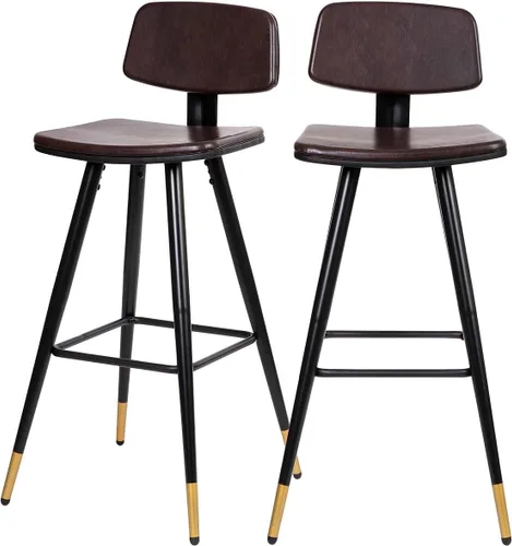 Vista 10 de Flash Furniture Kora Taburetes de bar de respaldo bajo de grado comercial, tapicería LeatherSoft negra, marco de hierro negro, reposapiés integrado