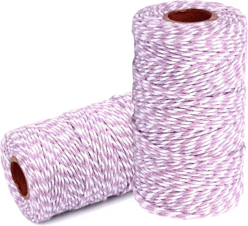 Vista 24 de Cuerda de Hilo de Algodón para Panaderos: 2 Rollos de Cordel para Manualidades Envolver Regalos - 656 Pies de Cordel Negro Blanco para Cocina
