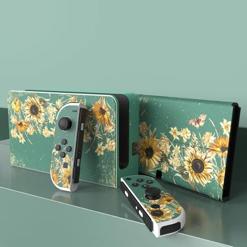 Vista 3 de PlayVital Juego completo de calcomanías protectoras para el modelo OLED de Nintendo Switch, calcomanías de vinilo personalizadas para consola Switch