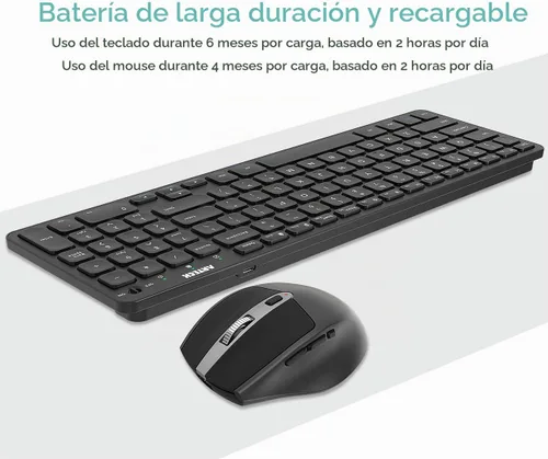 Vista 5 de Arteck Combo de teclado y mouse inalámbricos USB de 2.4G, teclado compacto ultra delgado y mouse ergonómico para computadora, computadora