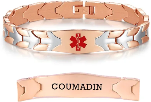 Vista 55 de LinnaLove Pulseras de alerta médica de pez volador para hombres y mujeres, pulseras médicas de acero inoxidable con grabado gratis, 8.5 pulgadas