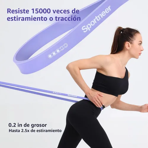 Vista 6 de Sportneer Bandas de resistencia para entrenar: bandas de dominadas de 5 a 130 libras, 5 niveles, bandas de ejercicio con asas y anclaje de puerta