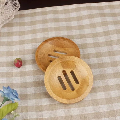 Vista 5 de 2 bandejas de bambú para jabón, soporte redondo de bambú para ducha, soporte de madera para ducha, contenedor de almacenamiento para baño, inodoro