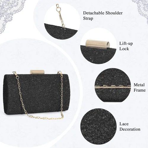 Vista 2 de UBORSE Bolso de mano para mujer con diseño de encaje único bolso de noche