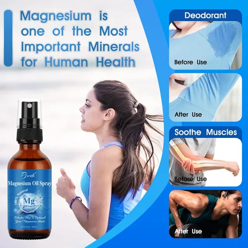 Vista 6 de Pjordo Paquete de 2 aerosoles de aceite de magnesio puro, ingredientes 100% naturales, no irrita la piel, spray tópico de magnesio para pies