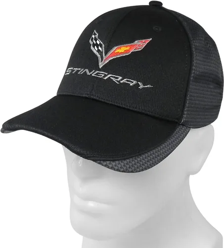 Vista 2 de Gorra de Béisbol que parece de Fibra de Carbón Chevrolet Corvette C7, talla única , Negro