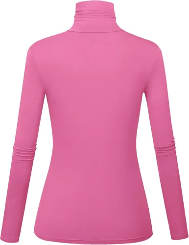 Vista 2 de Camisas de manga larga con cuello alto para mujer, ajustadas, ligeras, capa base, tops casuales