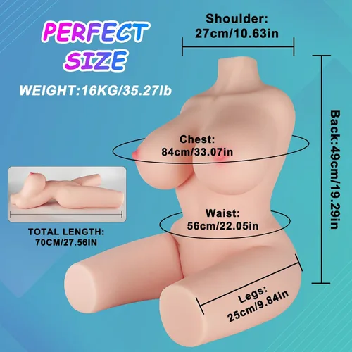 Vista 2 de Juguetes sexuales masculinos de 35 libras para hombres, muñeca sexual realista con torso flexible, textura de piel de cuerpo completo, trasero